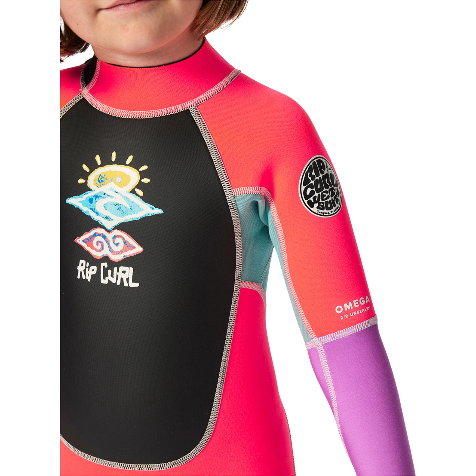 2026 Rip Curl Groms Omega 1.5mm Back Zip Easy On / Off Wetsuit 002TSP - Hot Pink